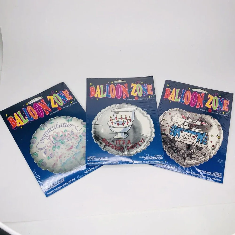 Vtg 3pcs American Greetings Balloons Congrats Just Married a Birthday Potty New
